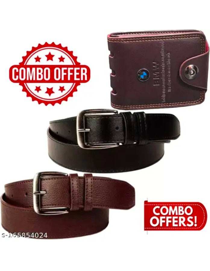 2 belts + 1 wallet for Mens
