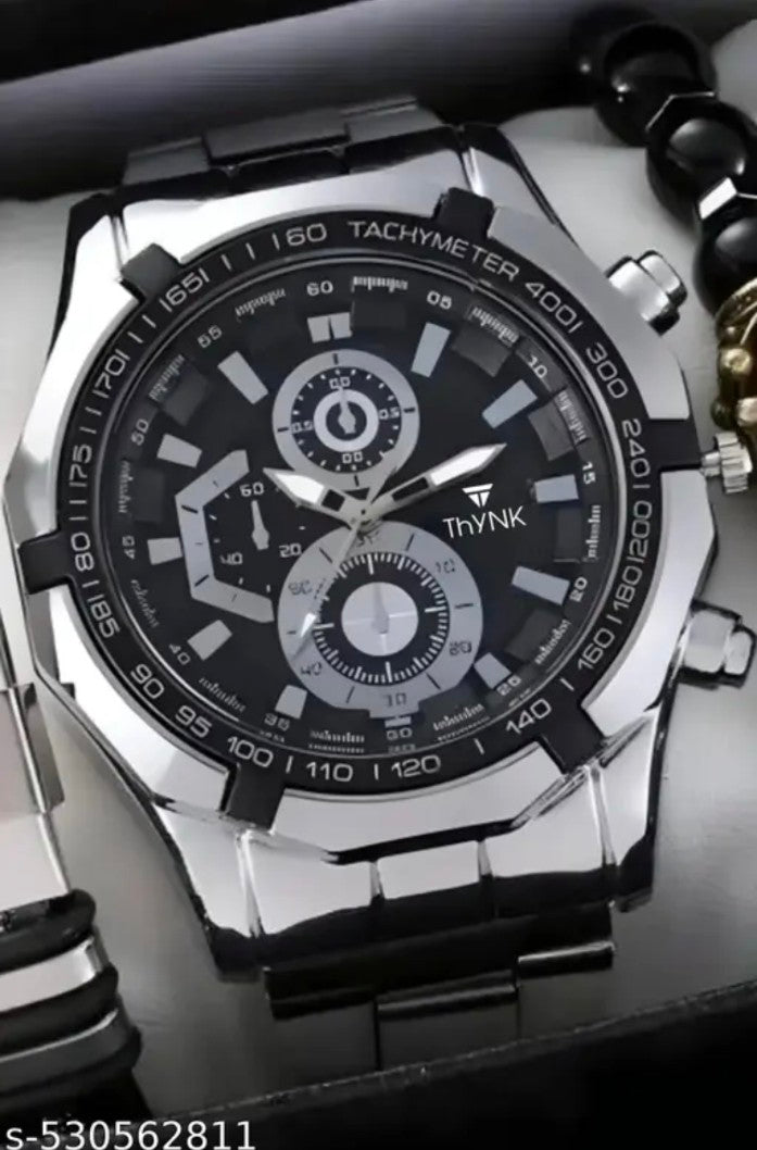 THYNK BLACK DAIL
NEW DESIGNER ROUND ADJUSTABLE CHAIN
STIANLESS STEEL SILVER
Analog Watch - For Men