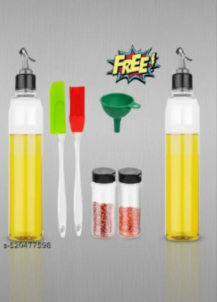 Kitchen essential oil & seasoning set with free silicone brush , funnel and 2 container